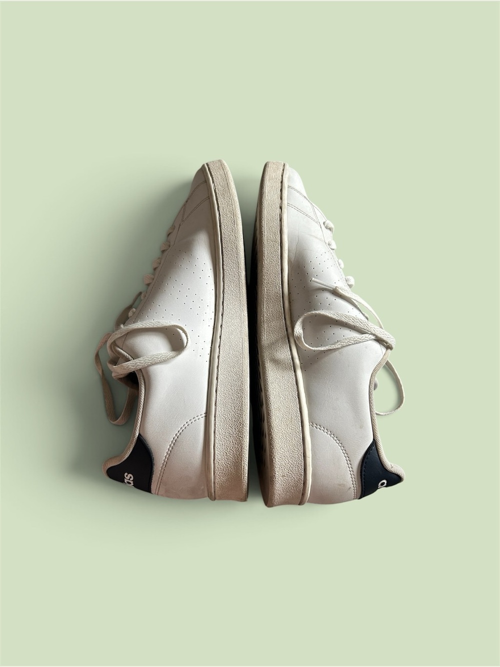 adidas White Low-Top Sneakers with Black Heel Accent